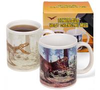 MIJOMA Tasse à café dinosaure T-Rex à changement de couleur - Tasse à café en faïence sensible à la chaleur - 330 ml - Motif réactif préhistorique pour enfants et fans de dinosaures