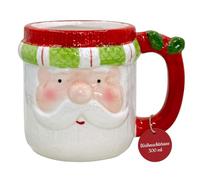 MIJOMA Tasse de Noël - Adorable tasse en céramique avec design 3D de Noël - Parfaite pour les boissons chaudes et froides - 300 ml - Tasse à thé, tasse à café et décoration de cuisine (Père Noël)