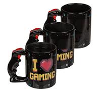 MIJOMA Tasse Gamer avec poignée de manette, tasse à café et à thé en céramique, capacité 300 ml pour boissons chaudes et froides avec effet thermique (I love Gaming)