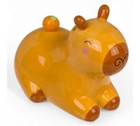 MIJOMA Tirelire en céramique avec serrure et esign mignon pour enfants et adultes, idéale comme emballage cadeau d'argent et pour sécuriser l'argent (Capybara couché)