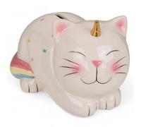 MIJOMA Tirelire en céramique avec serrure et esign mignon pour enfants et adultes, idéale comme emballage cadeau d'argent et pour la sécurité de l'argent (chat licorne)