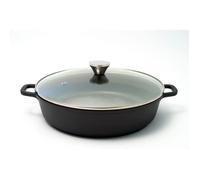 Baumalu Sauteuse 2 anses en fonte aluminium revêtue Ø 32 cm - Couvercle verre - Xylan