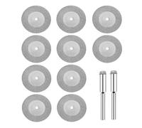 MiJunHD Lot de 10 disques à tronçonner diamantés de 50 mm et 2 mini lames de scie circulaire (sans trous) pour métal, carrelage, bois, verre, marbre, plastique, jade
