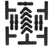 MiJunHD Lot de 15 raccords de connecteur d'irrigation goutte à goutte de 20 mm, raccord direct barbelé et coudé en T pour tuyau de tuyau de 16 mm