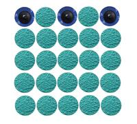 MiJunHD Lot de 25 disques abrasifs 50 mm en oxyde de zirconium grain 36, support à verrouillage rapide, disques abrasifs à changement rapide pour finition de surface, meulage, polissage, décapage de