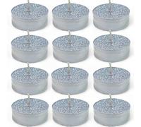 MIK funshopping Lot de 12 bougies chauffe-plat magiques à paillettes, atmosphère magique pour Noël, occasions festives, sans odeur, sans suie, longue durée de combustion (Ø 5,5 x 2 cm, argent)