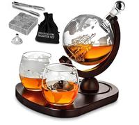 MikaMax - Ensemble de carafe à décanter Globe Deluxe - Ensemble de carafe à whisky - Set à whisky fabriqué à la main - Avec 2 verres à whisky - 850 ml - Transparent - Ensemble carafe à décanter en