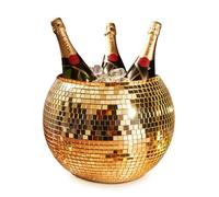 MikaMax Seau à glace Disco Ball doré - 11 l | Récipient intérieur anti-fuite en polyéthylène de qualité alimentaire pouvant contenir jusqu'à 4 bouteilles de vin.