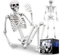 MikaMax - Squelette Grandeur Nature 1,70 m - Design réaliste - Idées de décoration d'halloween - Cimetière hanté Os - Dimensions 170 x 45 cm