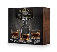 TWISTED Whisky Set : Carafe à décanter + deux verres + pierres + pince + étui