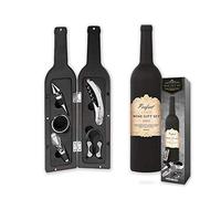 mikamax - Wine Gift Set - Ensemble Cadeau pour le Vin - Kit pour le Vin - Noir - 33 x 7 x 7 cm - Bec Verseur pour le Vin - Bouchon pour le Vin - Outil pour Tire Bouchon