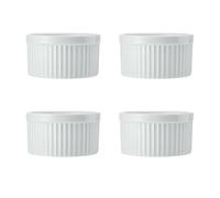 Mikasa Chalk Ramequins en porcelaine, 9,5 cm, lot de 4 ramequins blancs pour desserts et soufflés, plats à soufflé individuels - vont au four et au lave-vaisselle