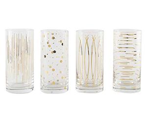 Mikasa Cheers Lot de 4 Verres à Cocktail Highball en Cristal gravé, Effet doré, 470 ML