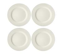 Mikasa Cranborne Ensemble d'assiettes plates 4 pièces, Service pour 4, Set de 4 assiettes à dîner en grès crème, assiettes à dîner rondes de 28 cm de diametre