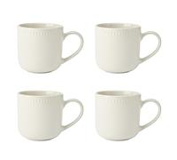 Mikasa Cranborne Set de 4 tasses en grès, 320ml, Set de 4 tasses à café en céramique, tasses à crème pour le thé et le café - Lavable au lave-vaisselle et au micro-ondes