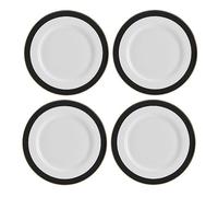 Mikasa Luxe Deco Assiettes à dîner en Chine, Set de 4 grandes assiettes à rayures Art Déco, 27cm | Assiettes à dîner de luxe pour 4 personnes - Emballage cadeau et lavable au lave-vaisselle