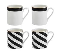 Mikasa Luxe Deco Set de 4 tasses en porcelaine de Chine, avec impression géo pour le thé et le café, 380ml - Emballage cadeau et lavable au lave-vaisselle