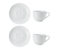 Mikasa MKCHTCUPPK2 Lot de 2 tasses à thé et soucoupes en porcelaine Blanc 220 m