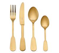 Mikasa Soho Gold Ensemble de couverts en acier inoxydable 16 pièces, ensemble de couverts en or pour 4 personnes comprenant 4 couteaux, 4 fourchettes, 4 cuillères à dessert et 4 cuillères à café