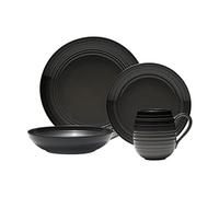 Mikasa Swirl Coupe Black 4 Piece Place Setting, Service For 1, Graphite Ombre