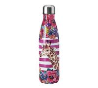 Mikasa Wild at Heart bouteille d'eau en acier inoxydable, 500ml, bouteille isotherme avec couvercle à vis pour les trajets quotidiens, l'école ou le gymnase, imprimé girafe