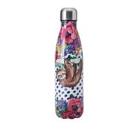 Mikasa Wild at Heart bouteille d'eau en acier inoxydable, 500ml, bouteille isotherme avec couvercle à vis pour les trajets quotidiens, l'école ou le gymnase, imprimé paresseux