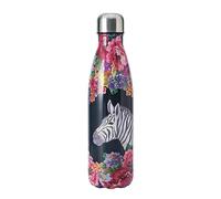Mikasa Wild at Heart bouteille d'eau en acier inoxydable, 500ml, bouteille isotherme avec couvercle à vis pour les trajets quotidiens, l'école ou le gymnase, imprimé zèbre
