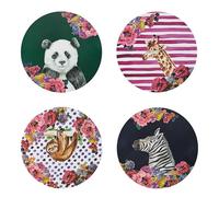 Mikasa Wild at Heart Set de 4 Sets de Table Ronds en liège, 25 cm, résistants à la Chaleur, antidérapants et lavables, avec Motifs d'animaux