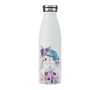 Mikasa x Tipperleyhill Bouteille en acier inoxydable à double paroi, 500ml Bouteille à boissons isolée sous vide pour conserver les boissons froides et chaudes avec impression de lapin