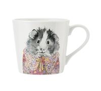 Mikasa x Tipperleyhill tasse en porcelaine, 380ml, tasse en porcelaine fine avec détails en or véritable, mug fantaisie pour le thé et le café avec impression de cochon d'Inde, emballage cadeau