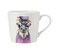 Mikasa x Tipperleyhill tasse en porcelaine, 380ml, tasse en porcelaine fine avec détails en or véritable, mug fantaisie pour le thé et le café avec impression de souris, emballage cadeau