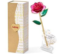 Mikasol Plaqué Or 24K des Roses PréServéEs pour Toujours, ImpréGnation Manuelle Cadeaux Romantiques pour Les Femmes dans Sa Femme Petite Amie Anniversaire Saint Valentin FêTe des MèRes NoëL (Rose)