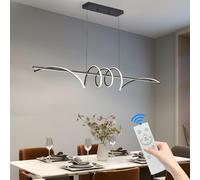 Mikeru 150cm Spiral Suspension Lighting, 3000k/4500k/6000k Luminaire Suspendu Dimmable 10%-100% Pour îlot De Cuisine Cordon De 1,5 Mètre à Hauteur Réglable Pour Les Salles à Manger