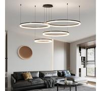 Mikeru 40+60+80+100 cm Suspension moderne pour île 3 couleurs 3000 K/4500 K/6500 K Rise & Fall Anneaux de plafonnier avec fonction mémoire pour salon