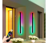 Mikeru Applique murale RVB d'extérieur, 16 couleurs à intensité variable, étanche IP65, décoration de Noël, 3000 K-6000 K, télécommande, 10 % à 100 %, intensité variable, 120 cm