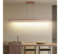 Mikeru Noyer Lampe Pendante, 100cm Plafonnier Suspendu Intensité Variable 10% à 100% Télécommande Bois 3000k/4500k/6500k Luminaires Modernes Pour îlots De Cuisine Pour Le Salon