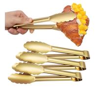 Mikikit 4 Pièces Pinces Design Élégant et Finition Chic en Acier Inoxydable Cuisine 201 Doré, Surface Lisse et Facile à Nettoyer pour Buffet et Salade