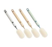 Mikikit 4pièces Goupillon à Manche Long pour Bouteilles Eau Lait Brosse de Nettoyage Multifonctionnelle pour Tasses et Verres Tête Éponge Douce