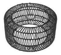 Mikikit Abat-jour Tissé Rustique en Corde de Paille Taille L pour Lampe | Texture Douce, Surface Lisse sans Bavures, Structure Tressée, Compatible Douille E27, Couleur Noire