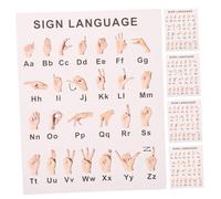 Mikikit Affiche D'apprentissage Langage Gestuel pour Débutants en Papier Blanc, Lot de 8 Feuilles, Outil Éducatif Visuel pour Jeux et Décorations Murales