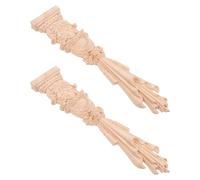 Mikikit Appliques Décoratives Non Peintes en Bois Sculpté Style Européen Vintage, 2 Pièces, Forme Colonne Romaine pour Décorer Armoires et Murs Intérieurs