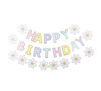 Mikikit Bannière Joyeux Anniversaire Enfants Suspendue 14.80 X 14.80 Cm Décoration Murale Fête Bébé Accessoire Banderole Colorée Pour Anniversaires Festifs