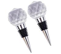 Mikikit Bouchons à Vin en Cristal 2pcs Joint Étanche en Alliage et Caoutchouc pour Préserver Bouteilles Ouvertes, Accessoire Pratique pour Bar et Cave à Vin