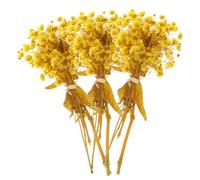 Mikikit Bouquet de Fleurs Séchées Gypsophile Jaune Naturel, Lot de 3 Petites Bottes en Paille pour Décoration de Table et Ambiance sans Arrosage