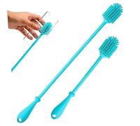 Mikikit Brosse de Nettoyage pour Biberons en Silicone, Lot de 2 Pièces, Manche Antidérapant Long, Nettoyage en Profondeur pour Bouteilles et Contenants à Col Étroit