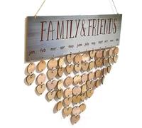 Mikikit Calendrier Mural en Bois Rond Rappel D'anniversaire et Disques Cœur pour Décoration Familiale et Fêtes Fête des Pères