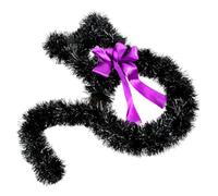 Mikikit Couronne Murale Noire de Chat et Suspendu pour Décoration Intérieure Halloween, en Rotin et Plastique Solide, Design Réaliste pour Fête ou Banquet