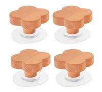 Mikikit Crochets Muraux Décoratifs en Hêtre Forme Fleur 4pcs, Légers et Solides, pour Rangement Mural à Domicile sans Perçage