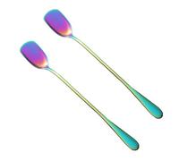 Mikikit Cuillères à Glace Réutilisables et Résistantes Chaleur Long Manche Lot de 6 en Acier Inoxydable Maison Cuisine