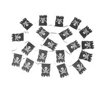 Mikikit Guirlande de Crânes en Polyester Réutilisable pour Décoration de Fête Pirates Halloween, Impression Fine, pour Porte et Fournitures de Fête